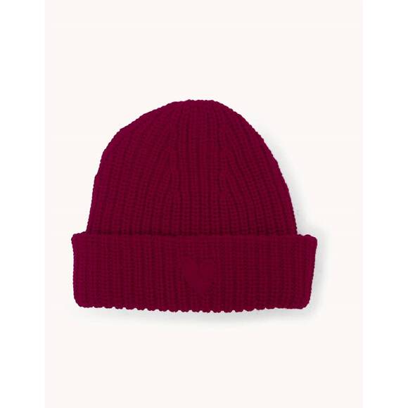 NEW KERRI ROSENTHAL heart patch beanie in burgandy